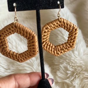 Drop Rattan hoop earrings